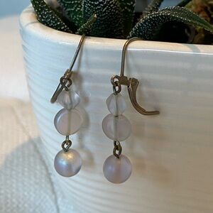 White iridescent Dangle Earrings